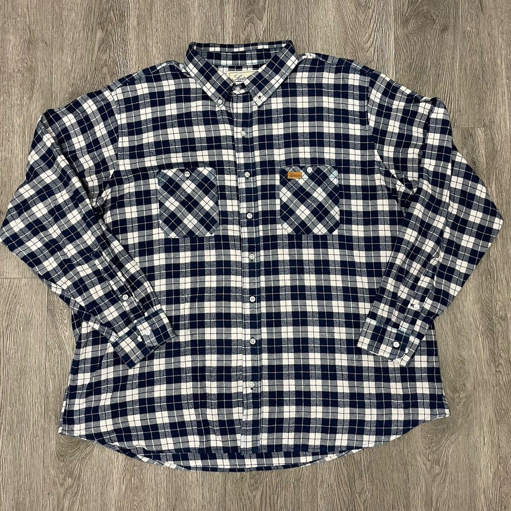 Scotsman Shirt Mens 3X-Large Blue White Plaid Flannel Button Down Handmade USA